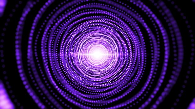 Abstract background with particles tunnel. 3D rendered