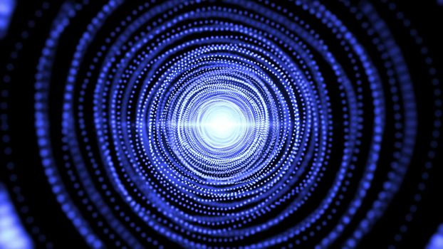 Abstract background with particles tunnel. 3D rendered