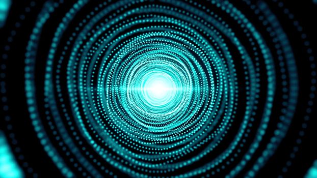 Abstract background with particles tunnel. 3D rendered