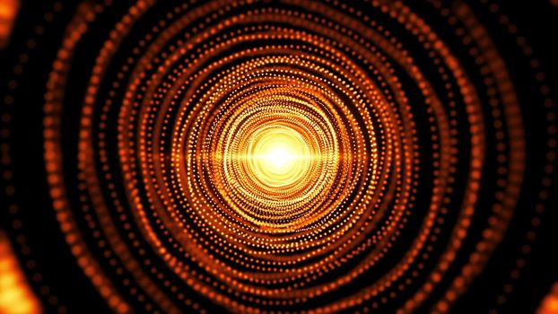 Abstract background with particles tunnel. 3D rendered