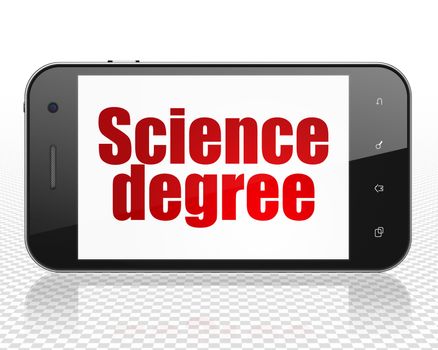 Science concept: Smartphone with red text Science Degree on display, 3D rendering