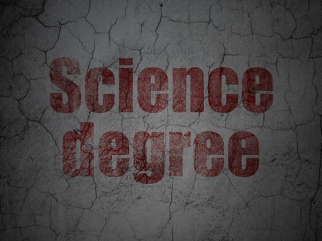 Science concept: Red Science Degree on grunge textured concrete wall background