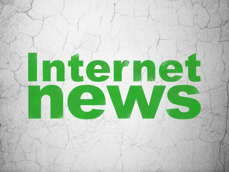 News concept: Green Internet News on textured concrete wall background