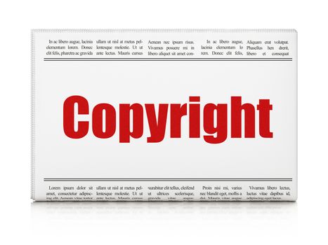 Law concept: newspaper headline Copyright on White background, 3D rendering