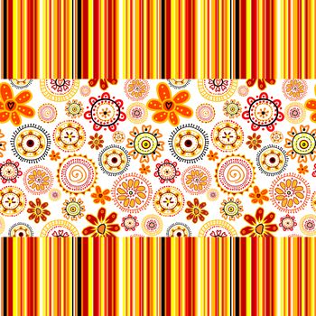 Background with flowers and stripes
