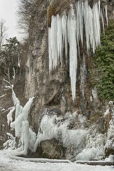 Caves of Valganna - ice waterfall, tourist attraction