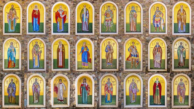 collection of biblical figures, made with mosaic tiles. Kykkos Monastery, Cyprus