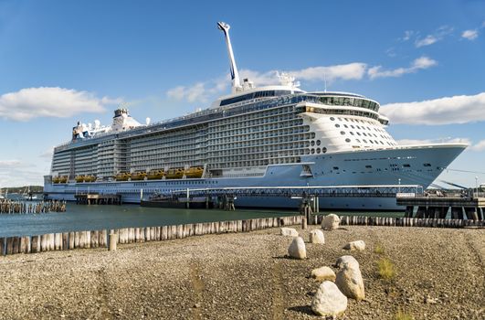 Luxury Cruise Ship anchored in the Portland Maine