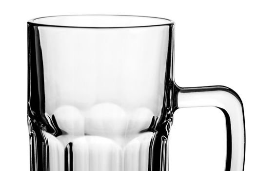 large empty beer glass, isolated on white background