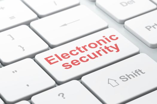 Security concept: computer keyboard with word Electronic Security, selected focus on enter button background, 3D rendering