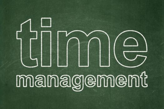 Timeline concept: text Time Management on Green chalkboard background