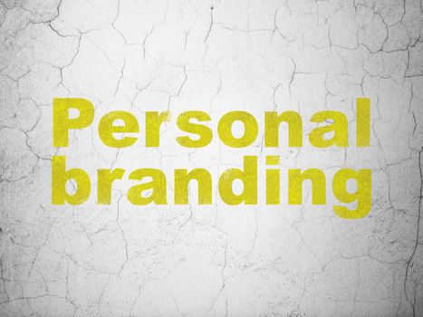 Marketing concept: Yellow Personal Branding on textured concrete wall background