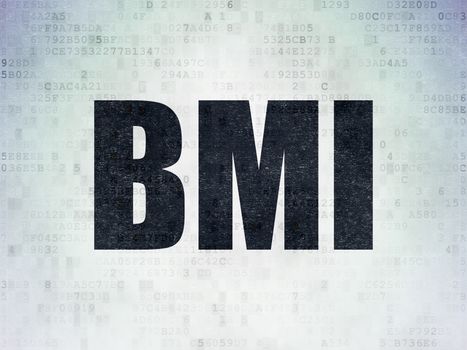 Health concept: Painted black word BMI on Digital Data Paper background