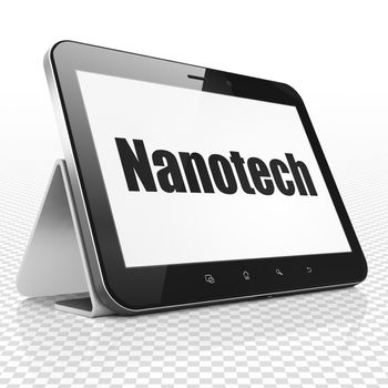 Science concept: Tablet Computer with black text Nanotech on display, 3D rendering