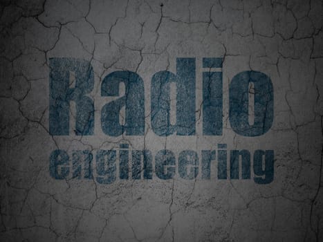 Science concept: Blue Radio Engineering on grunge textured concrete wall background