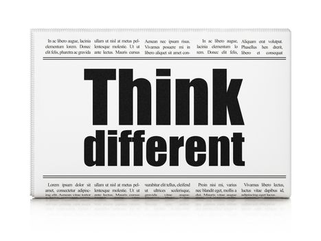 Education concept: newspaper headline Think Different on White background, 3D rendering