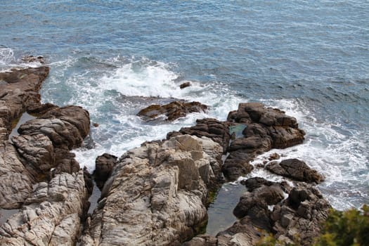 rocky sea view from above Mediterranean sea