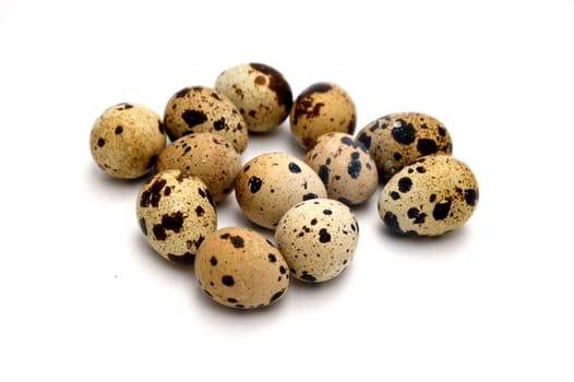 Images of quail eggs with high nutritional value with infinite white background