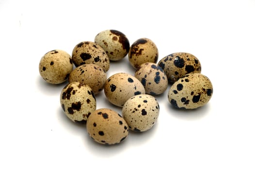 Images of quail eggs with high nutritional value with infinite white background