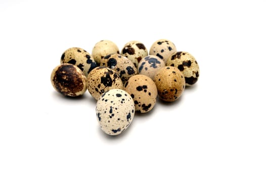 Images of quail eggs with high nutritional value with infinite white background