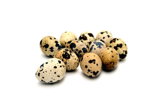 Images of quail eggs with high nutritional value with infinite white background