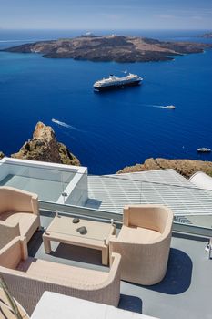 Luxury decks and patios of Oia, Santorini, Greece