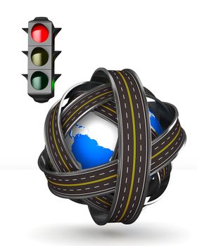 traffic light on white background. Isolated 3D image