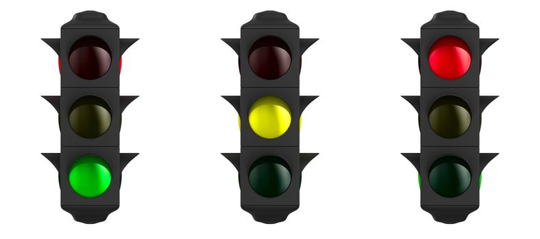 traffic light on white background. Isolated 3D image