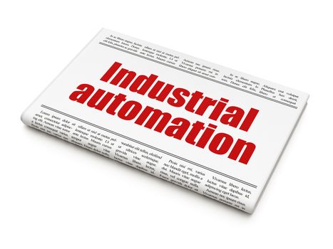 Manufacuring concept: newspaper headline Industrial Automation on White background, 3D rendering