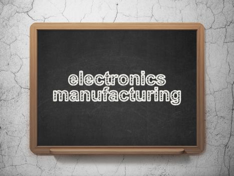 Manufacuring concept: text Electronics Manufacturing on Black chalkboard on grunge wall background, 3D rendering