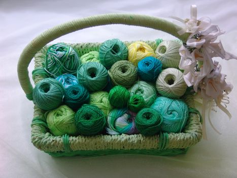 Basket with yarn