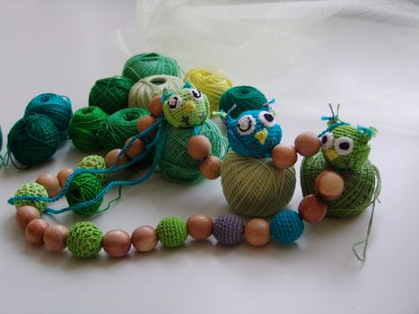 Knitted owl toys