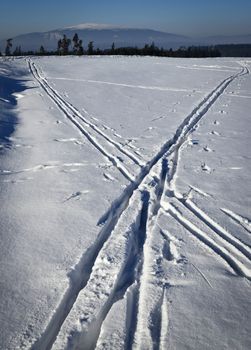 abstract landscape background crossroad Ski routes