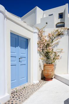 Luxury decks, pensions and patios of Oia, Santorini, Greece