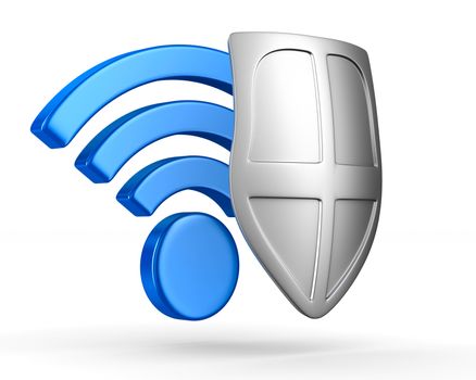 Sign wi-fi on white background. Isolated 3D image