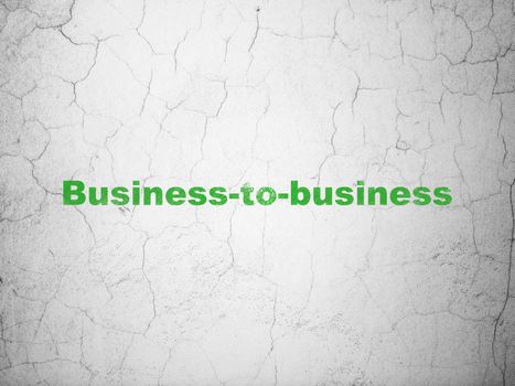 Business concept: Green Business-to-business on textured concrete wall background