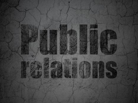 Marketing concept: Black Public Relations on grunge textured concrete wall background