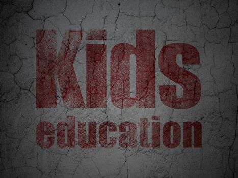 Learning concept: Red Kids Education on grunge textured concrete wall background