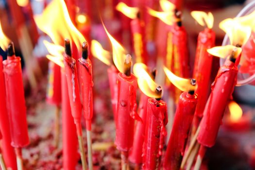 Spiritual candle in temple for meditation