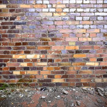 wide angle view of an old wall abandoned factory building