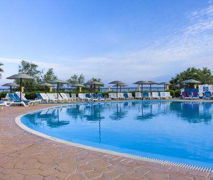 beautiful sea views of the city of Rhodes on the bright blue Mediterranean Sea