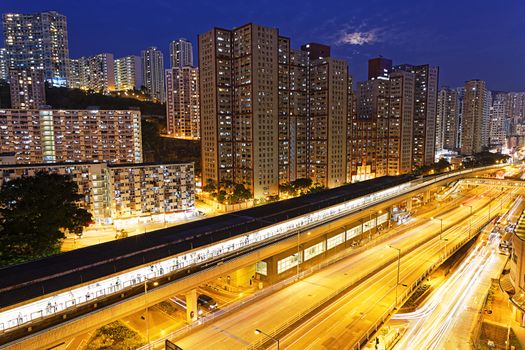 Hong Kong kwun tong downtown at night