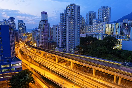 Hong Kong kwun tong downtown at night