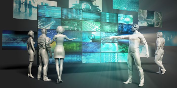 Technology Research Concept with Virtual Presentation Background