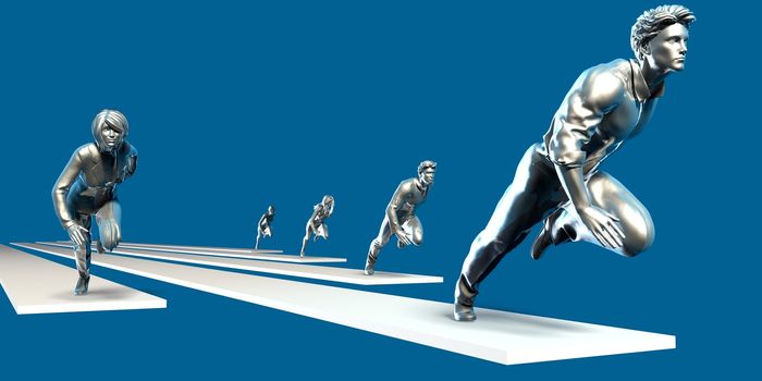 Excellence Concept with Team of Business People Running Together