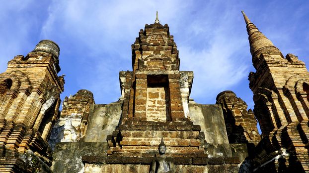 Historical Park Wat Mahathat temple group of pagoda center in Sukhothai world heritage