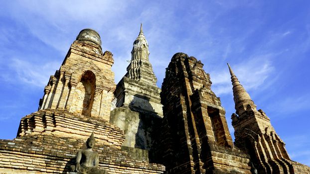 Historical Park Wat Mahathat temple group of pagoda in Sukhothai world heritage