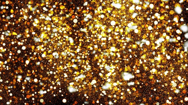 Abstract bokeh background. Gold backdrop. 3D rendered