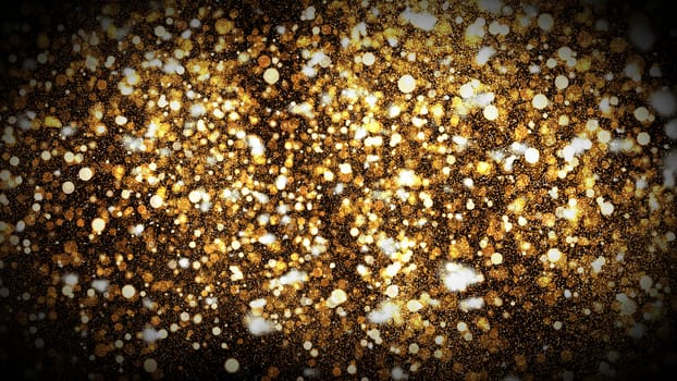Abstract bokeh background. Gold backdrop. 3D rendered