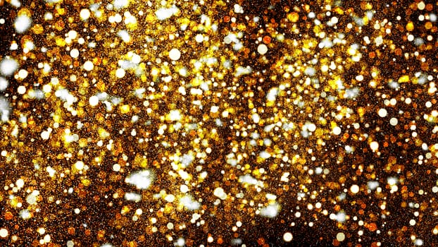 Abstract bokeh background. Gold backdrop. 3D rendered